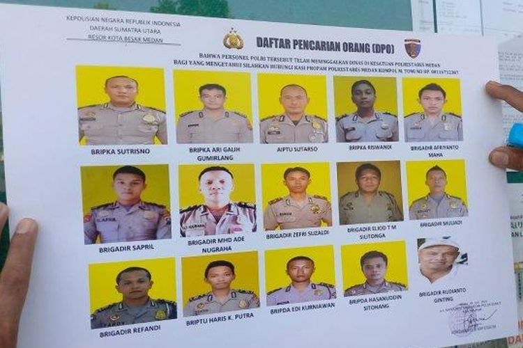 Sebanyak 15 personel Polrestabes Medan masuk ke dalam daftar pencarian orang (DPO). Mereka diduga terlibat pidana dan kode etik profesi Polri. 