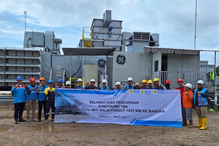 Unit pembangkit MPP PLTG 1×25 MW di Bangka, Kepulauan Bangka Belitung  Kamis (7/3/2024).