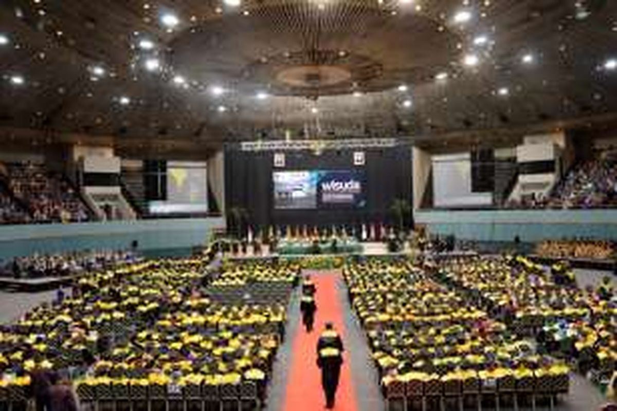 Suasana wisuda Universitas Nasional tahun akademik 2015/2016 di JCC, Sabtu (26/3/2016) kemarin.