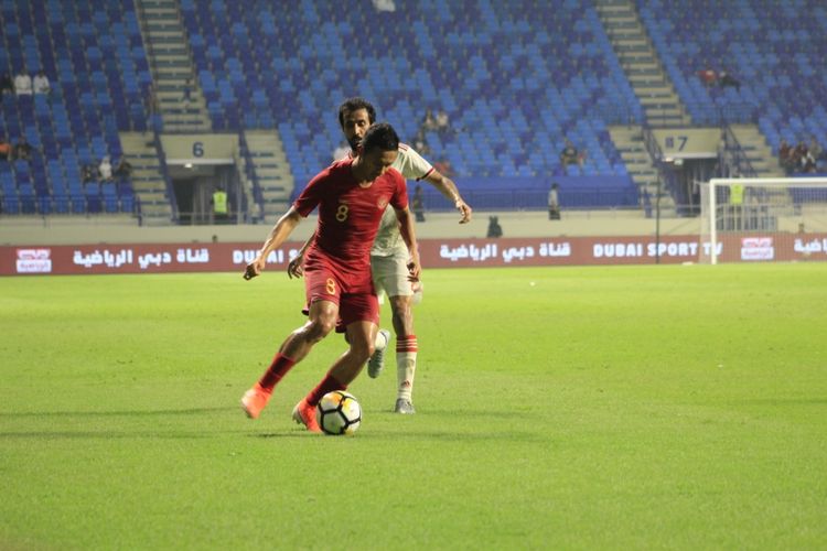 Pertandingan antara Uni Emirat Arab vs Indonesia yang berlangsung di Stadion Al Maktoum, Dubai, Kamis (10/10/2019) malam.