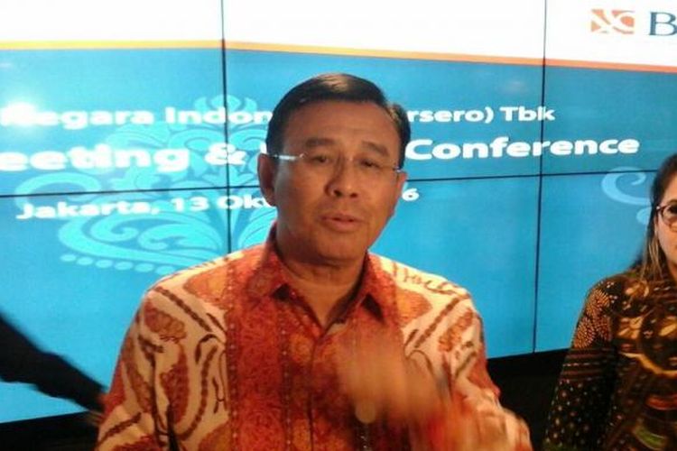 Direktur Utama PT Bank Negara Indonesia (Persero) Tbk (BBNI) Achmad Baiquni di Jakarta, Kamis (13/10/2016).