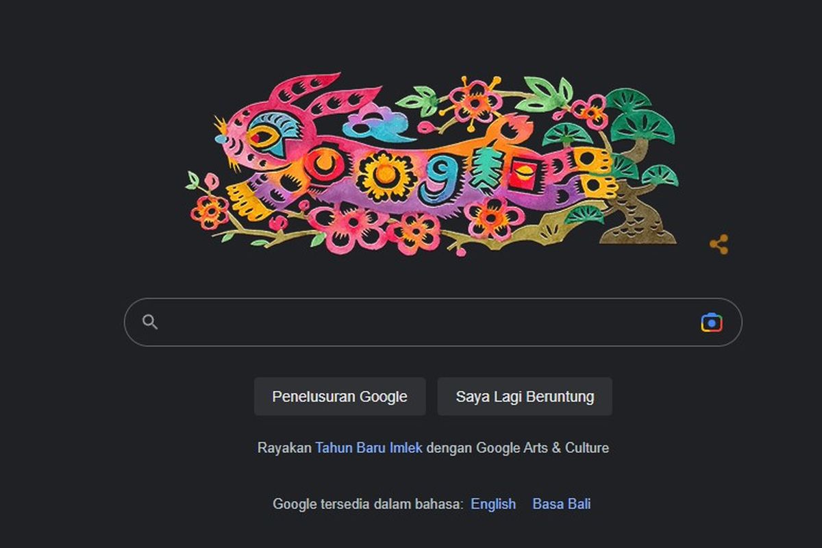 Google Doodle hari ini dirancang untuk merayakan Tahun Baru Imlek.