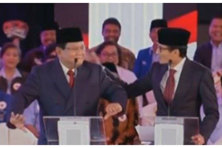 Prabowo melakukan tarian ketika debat pilpres 2019 pada Kamis (17/1/2019).
