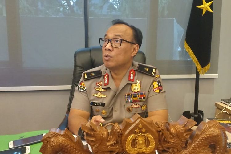 Kepala Biro Penerangan Masyarakat Humas Brigjen (pol) Dedi Prasetyo di Gedung Humas Mabes Polri, Jakarta, Senin (20/5/2019). 