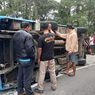 Elf Pengangkut Rombongan Wisatawan Terguling di Jalur Maut Sarangan, Diduga Alami Rem Blong