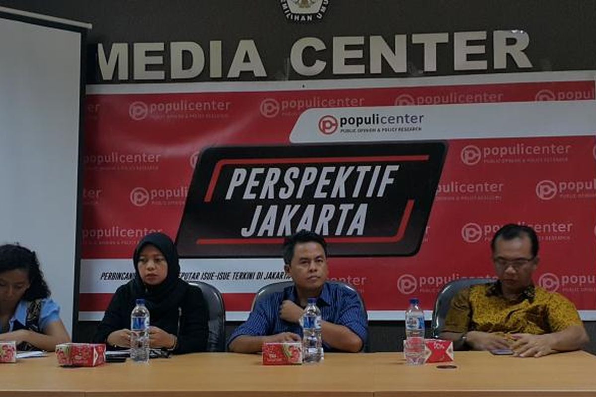 Diskusi terkait Pilkada DKI Jakarta 2017 yang digelar Populi Center di Kantor KPU DKI, Jalan Salemba Raya, Jakarta Pusat, Kamis (26/1/2017).