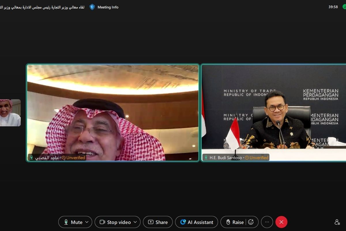 Menteri Perdagangan RI, Budi Santoso melakukan pertemuan bilateral secara daring dengan Menteri Perdagangan Arab Saudi, Majid Bin Abdullah Al-Kassabi di Jakarta, Kamis (21/8/2025)