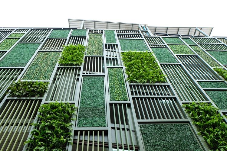 Ilustrasi bangunan green building.