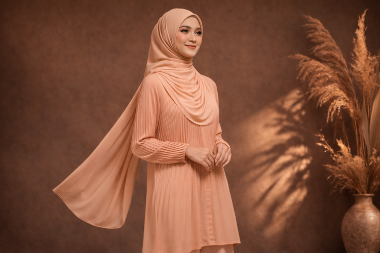 Tunik Lebaran Detail Plisket + Kulot Simpel