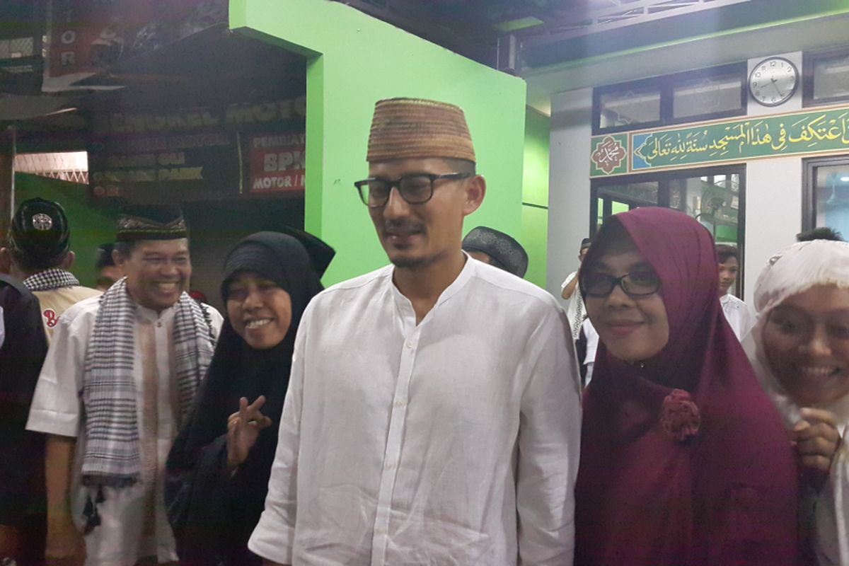 Wakil gubernur terpilih DKI Jakarta Sandiaga Uno di Pelamampang, Jakarta Selatan, Kamis (8/6/2017) malam.