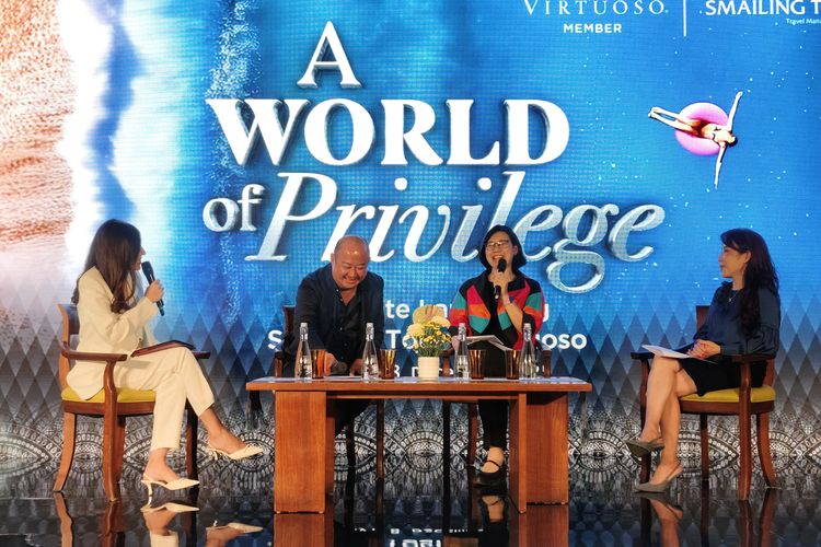 Account Manager, Member Relations North and South East Asia Virtuoso, Angeline Tang, dalam acara Smailing Tour X Virtuoso di Jakarta Pusat, Senin (8/12/2025). 