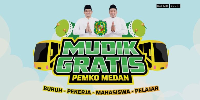 Program Mudik Gratis Pemko Medan 2022 yang digelar Pemko Medan bagi warga Medan.