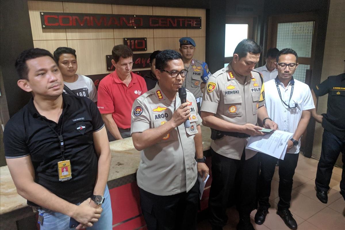 Kabid Humas Polda Metro Jaya, Kombes Argo Yuwono memberi keterangan pers terkait penangkapan Jerry D Gray yang sebut pemeritah komunis, Selasa (28/5/2019).
