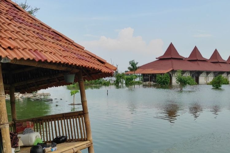 Banjir di wilayah Desa Sari, Kecamatan Gajah, Kabupaten Demak, Selasa (13/2/2024). (KOMPAS.COM/NUR ZAIDI)