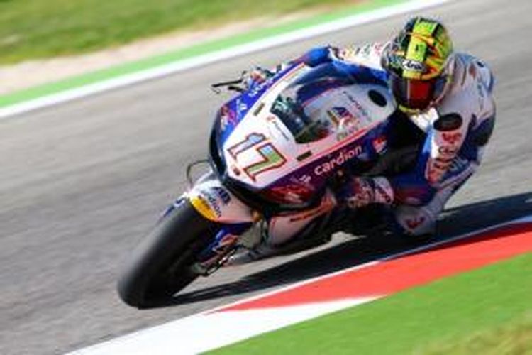 Pebalap Cardion AB, Karel Abraham, memacu motornya di Sirkuit Misano pada GP San Marino, Minggu (15/9/2013).