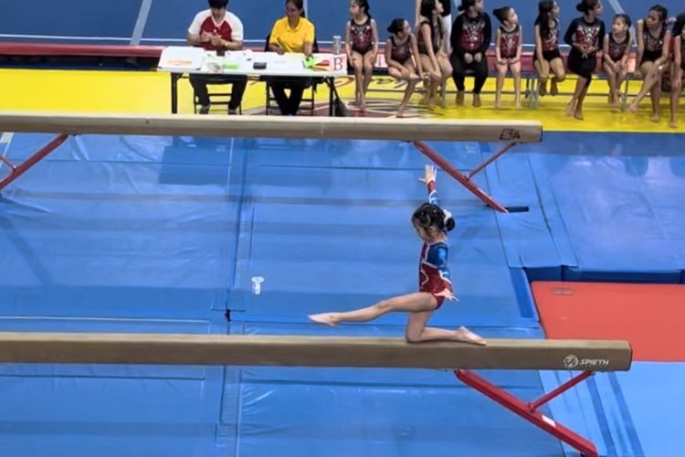 Ygritte Gara, siswi Sekolah Cikal Lebak Bulus, Jakarta, meraih tiga medali emas di Bangkok Gymnastics Invitational (Moose Games) 2024.