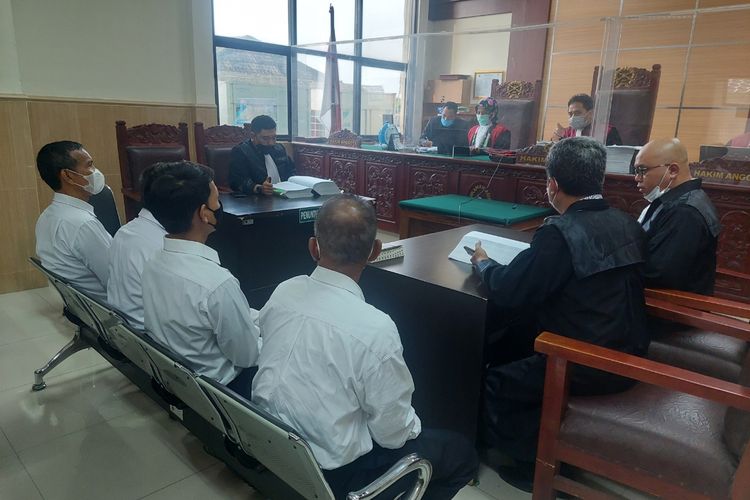 Suasana sidang kasus kebakaran Lembaga Pemasyarakatan Kelas I Tangerang yang digelar di Pengadilan Negeri Tangerang, Senin (21/6/2022).