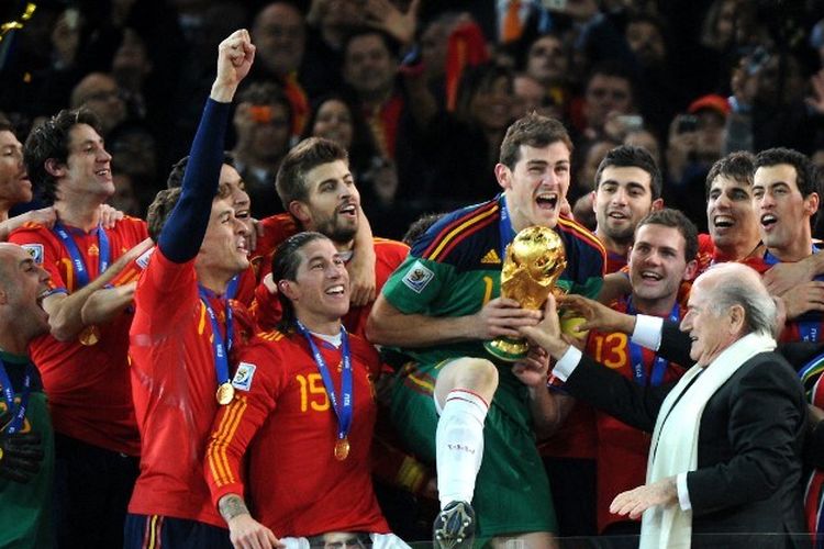 Timnas Spanyol juara Piala Dunia 2010 di Afrika Selatan.