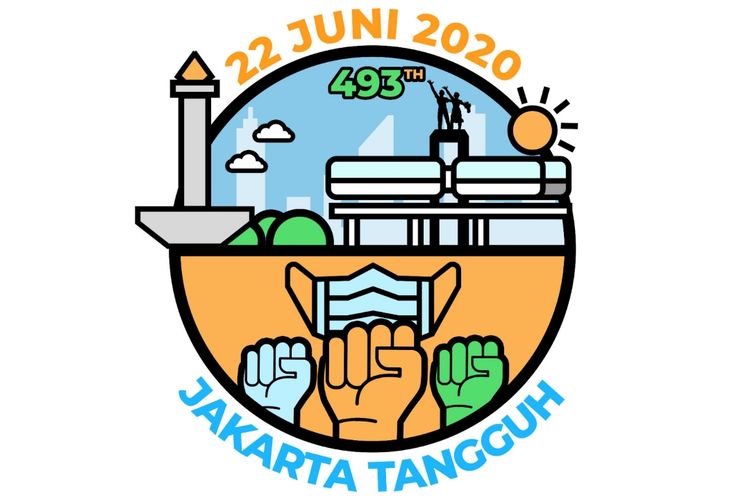 Logo Hari Ulang Tahun ke-493 DKI Jakarta dengan tema Jakarta Tangguh.