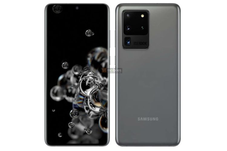 Ilustrasi render Galaxy S20 Ultra.