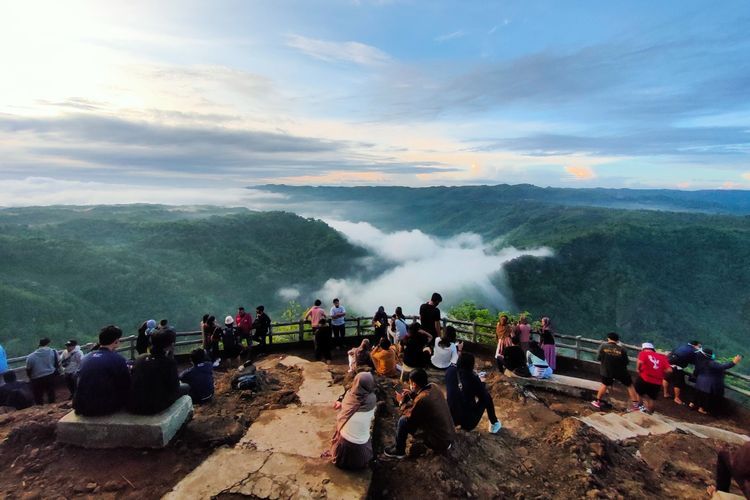 Kebun Buah Mangunan dengan panorama kabut seakan berada di negeri di atas awan
