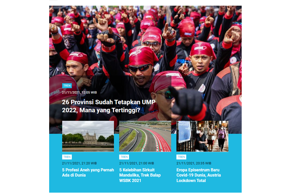 Berita populer Tren, 22 November 2021.