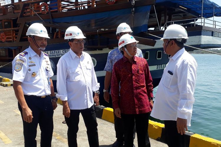 Menteri Perhubungan, Budi Karya Sumadi bersama Gubernur Bali, Wayan Koster saat meninjau Pelabuhan Benoa, Jumat (15/11/2019)