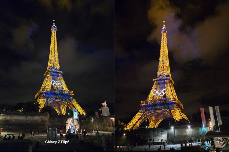 Cantiknya kilau menara Eiffel di malam hari, dipotret pakai kamera 50 MP Samsung Z Flip 6.