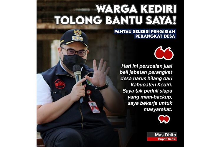 Mas Dhito ajak masyarakat Kabupaten Kediri atasi praktik jual beli jabatan. 