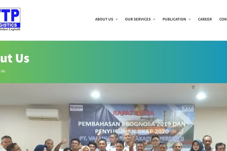 Tampilan layar website PT Varuna Tirta Prakasya (Persero).