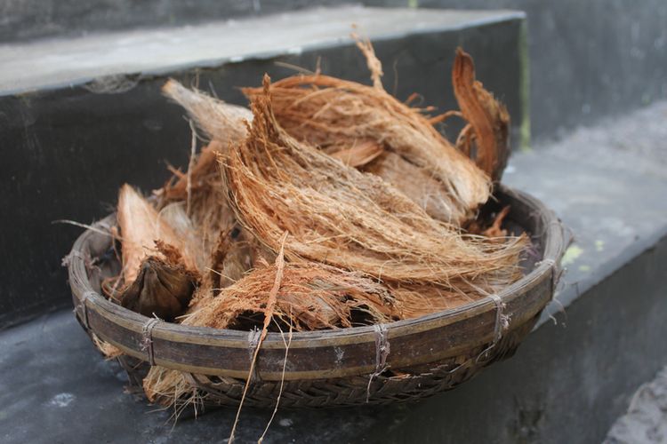 Ilustrasi sabut kelapa. Sabut kelapa dapat dimanfaatkan untuk membuat pupuk organik. 