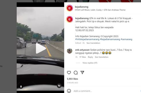 Bak di Game GTA, Mobil Polisi Terlibat Pengejaran Pikap Nakal di Tol Krapyak-Jatingaleh Semarang