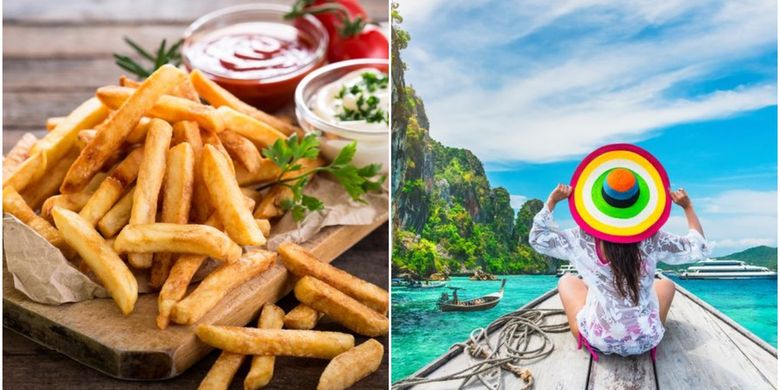 Ilustrasi kentang goreng dan liburan