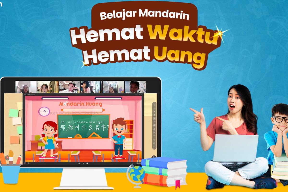 Poster Belajar Mandarin: Hemat Waktu, Hemat Uang di Mandarin Huang