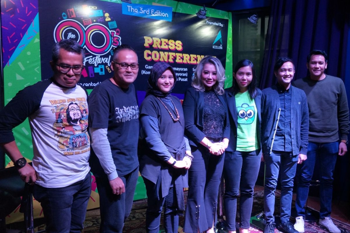 Konferensi pers The 90s Festival di Foodism, Kemang, Jakarta Selatan, Selasa (14/11/2017).