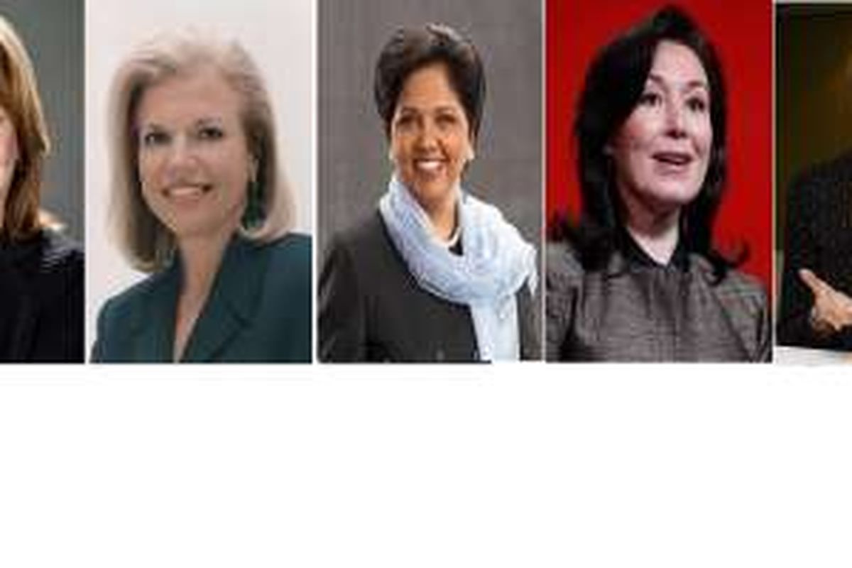 dari ki-ka : Marry T Barra, Virginia M Rometty, Indra K Nooyi, Safra A Catz, Irene B. Rosenfeld