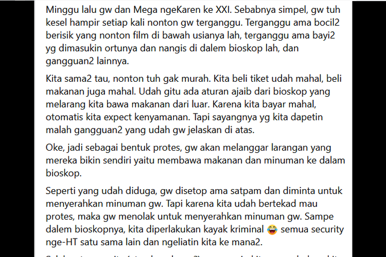 Xxivibeo - Unggahan Viral Protes Pengunjung Cinema XXI soal Penonton yang Bawa Anak ke  Bioskop, Ini Respons Pengelola Halaman all - Kompas.com