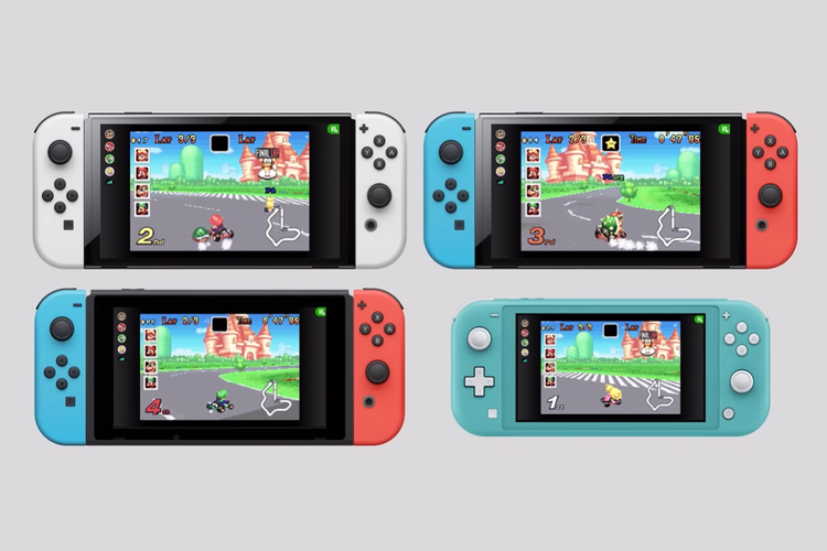 Ilustrasi game Game Boy dan GBA dimainkan di Nintendo Switch.