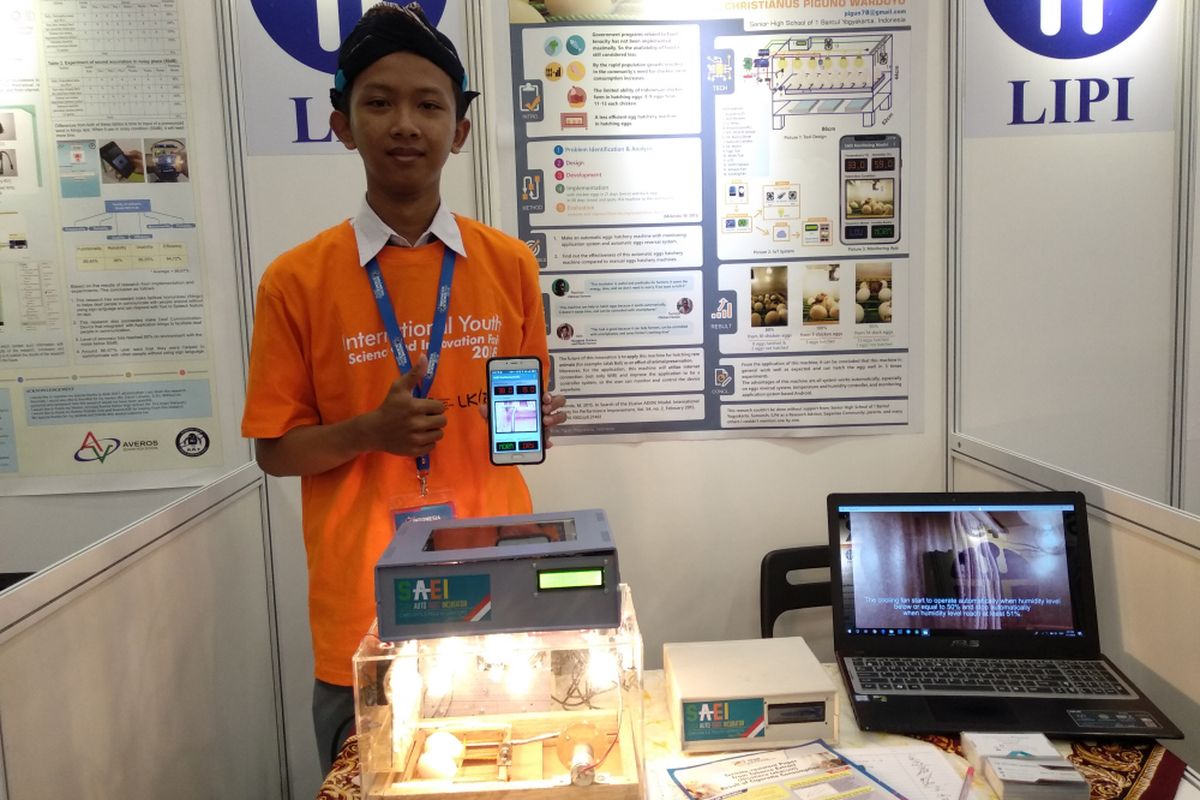 Dalam gelaran Indonesia Science Expo (ISE) 2018, banyak peneliti muda Indonesia yang menciptakan karya yang bermanfaat bagi masyarakat. Salah satunya adalah Christianus Piguno Wardoyo pelajar SMA tingkat akhir dari SMA I Bantul Yogyakarta yang menciptakan alat penetas telur otomatis.