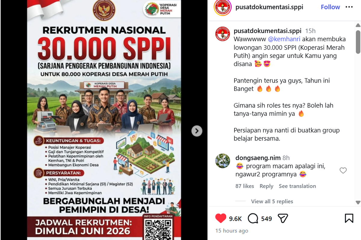 Rekrutmen 30.000 Sarjana Penggerak untuk Koperasi Desa Diklaim Hoaks