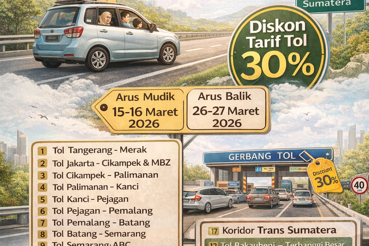 Daftar Tol Diskon 30 Persen Saat Mudik Lebaran 2026, Cek Ruas dan Jadwalnya.