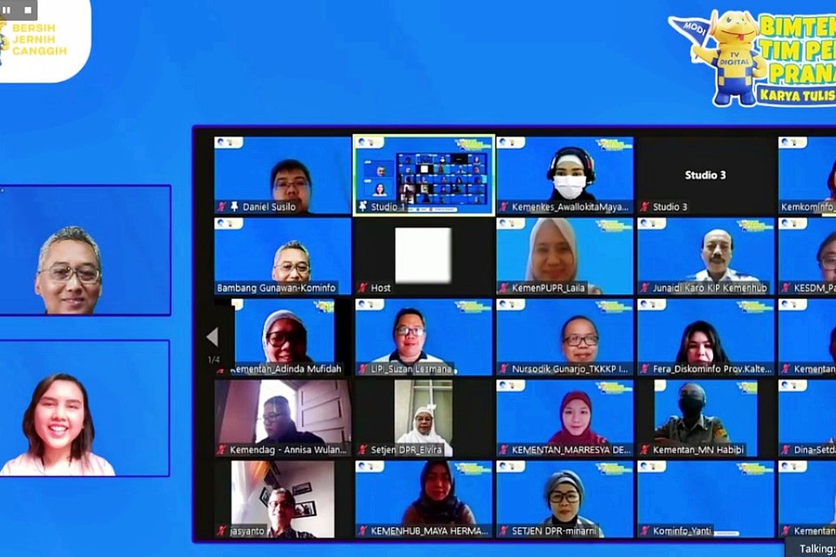 Tangkapan layar Bimbingan Teknis Tim Penilai Jabatan Fungsional Pranata Humas bertema ?Penulisan dan Penilaian Karya Tulis atau Karya Ilmiah? pada Kamis (12/8/2021).