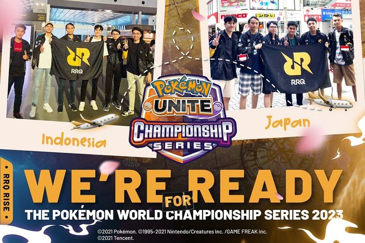 Ilustrasi tim RRQ Rise yang berangkat ke Jepang untuk Pokemon World Championship Series 2023.