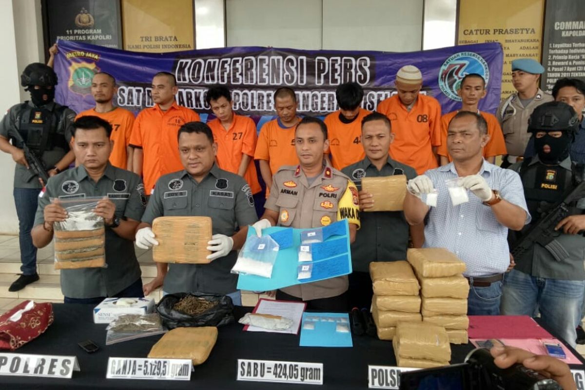 Polres Tangerang Selatan menangkap 7 pengedar narkoba yang menyasar kepada para pelajar