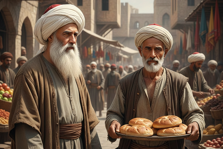Ilustrasi Imam Ahmad bin Hambal dan penjual roti