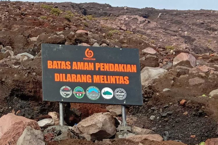 Batas aman pendakian Gunung Slamet dari jalur Bambangan, Purbalingga, Jawa Tengah