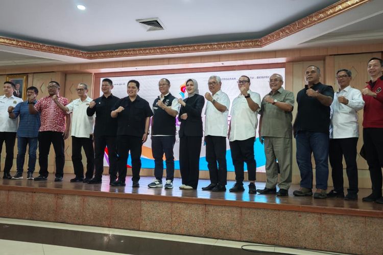 Konferensi pers Menpora Erick Thohir bersama NOC Indonesia dan CdM Indonesia tentang persiapan SEA Games 2025