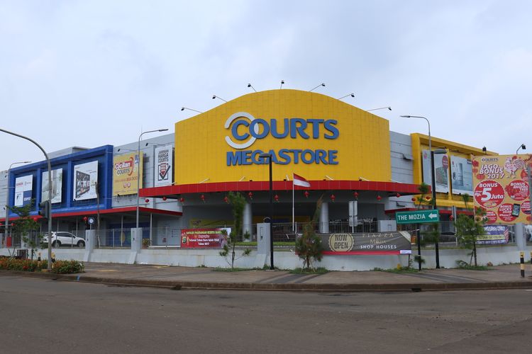 Bentuk fisik pusat perbelanjaan Mega Courts di kawasan Bumi Serpong Damai (BSD), Tangerang, Senin (30/1/2017).
