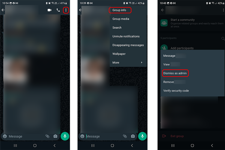Cara memberhentikan peserta sebagai admin di grup WhatsApp (/Caroline Saskia Tanoto)