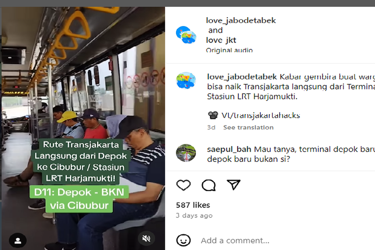Layanan bus Transjakarta Depok - BKN